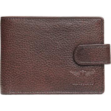 Genuine Leather Button Card Holder Cum Wallet Brown