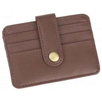 Men Brown Pure Leather RFID Card Holder 6 Card Slot 1 N...