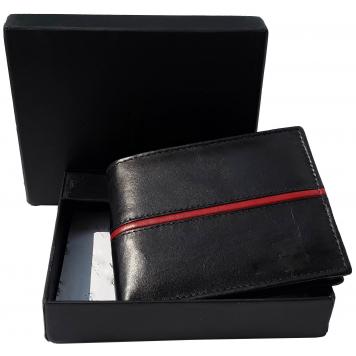 Men Black Original Leather RFID Wallet 7 Card Slot 2 No...