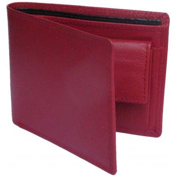 Men Red Pure Leather RFID Wallet 4 Card Slot 2 Note Com...
