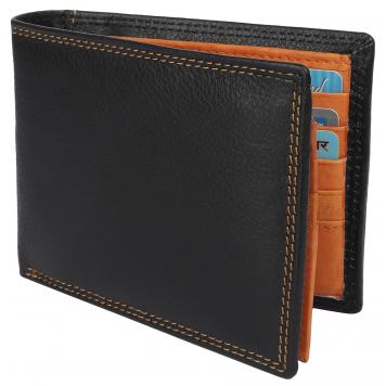 Men Black Original Leather RFID Wallet 13 Card Slot 2 N...