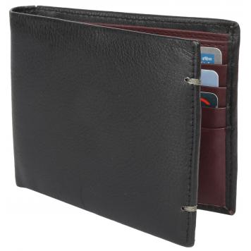 Men Black Genuine Leather RFID Wallet 8 Card Slot 2 Not...