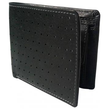 Men Black Genuine Leather RFID Wallet 3 Card Slot 2 Not...