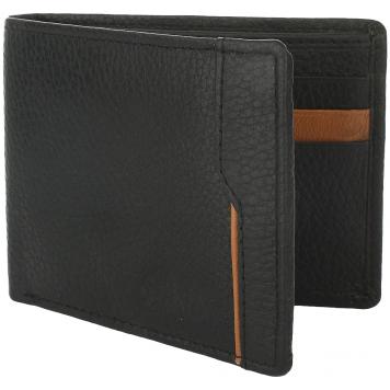 Men Black Pure Leather RFID Wallet 6 Card Slot 2 Note C...