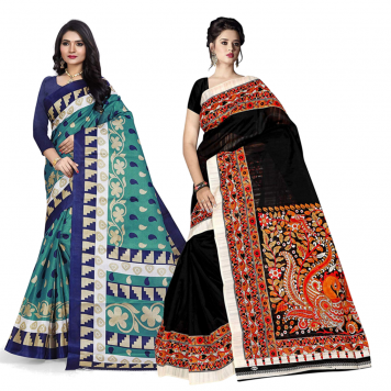 SVB Saree Multicolour Silk Saree Combo of 2 Saree