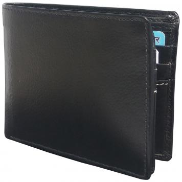 Men Black Pure Leather RFID Wallet 10 Card Slot 2 Note ...