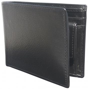 Men Black Genuine Leather RFID Wallet 5 Card Slot 2 Not...