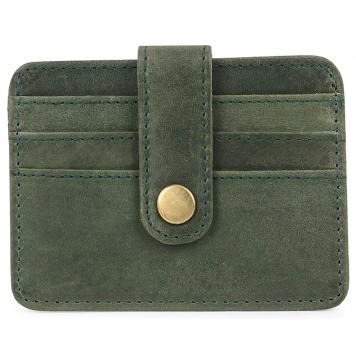 Men Green Original Leather RFID Card Holder 5 Card Slot...