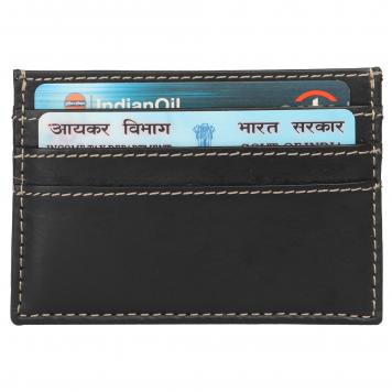 Men Black Genuine Leather RFID Card Holder 5 Card Slot ...