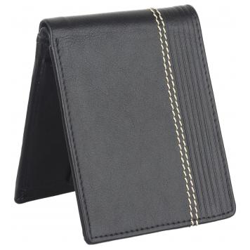 Men Black Pure Leather RFID Wallet 3 Card Slot 2 Note C...