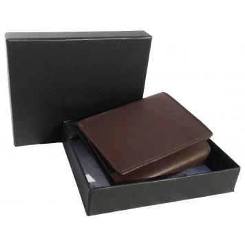 Men Brown Original Leather RFID Wallet 4 Card Slot 2 No...