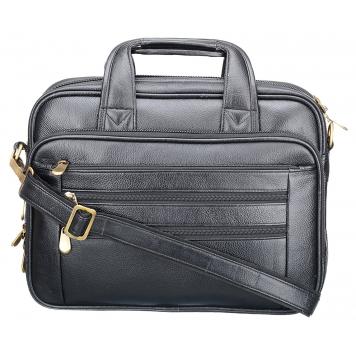 Soft Grain 100%Genuine Leather Black Laptop Briefcase (...